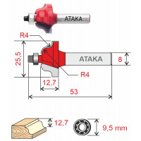 Фреза Атака 411255 кромочная калевочная D25.5/ф8/H12.7