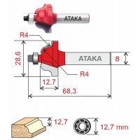 Фреза Атака 411286 кромочная калевочная D28.6/ф8/H12.7