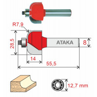 Фреза Атака 561285 кромочная калевочная D28.5/ф8/H14