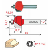 Фреза Атака 562255 кромочная калевочная D25.5/ф12/H12.7