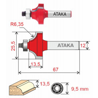 Фреза Атака 602255 кромочная калевочная D25.5/ф12/H13.5