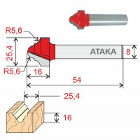 Фреза Атака пазовая фасонная D19/ф12/H16