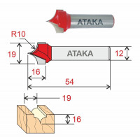 Фреза Атака пазовая фасонная D19/ф12/H16