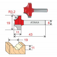 Фреза Атака пазовая фасонная D19/ф8/H11