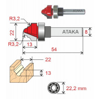 Фреза Атака пазовая фасонная D19/ф8/H14