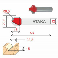 Фреза Атака пазовая фасонная D22.2/ф12/H15