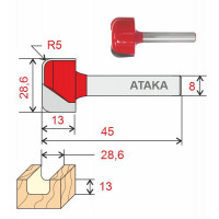 Фреза Атака пазовая фасонная D28.6/ф8/H13