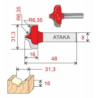 Фреза Атака пазовая фасонная D31.3/ф8/H16