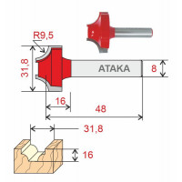 Фреза Атака пазовая фасонная D31.8/ф8/H16