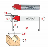 Фреза Атака пазовая фасонная D9.5/ф8/H8